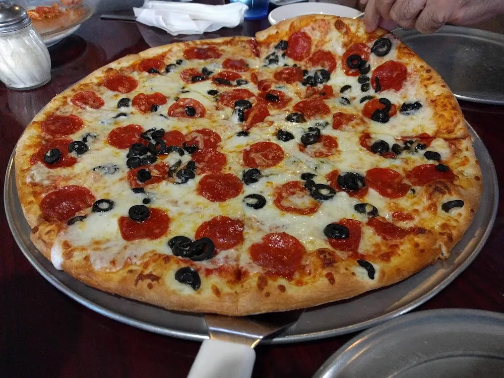 Pepperoni Pizza and Black Olives